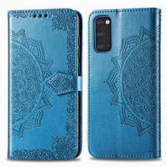 Funda de Cuero Cartera con Soporte Patron de Moda Carcasa para Samsung Galaxy S20 Azul