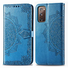 Funda de Cuero Cartera con Soporte Patron de Moda Carcasa para Samsung Galaxy S20 FE 4G Azul