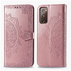 Funda de Cuero Cartera con Soporte Patron de Moda Carcasa para Samsung Galaxy S20 FE 4G Oro Rosa