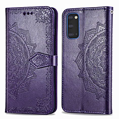 Funda de Cuero Cartera con Soporte Patron de Moda Carcasa para Samsung Galaxy S20 Morado