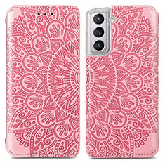 Funda de Cuero Cartera con Soporte Patron de Moda Carcasa para Samsung Galaxy S21 5G Oro Rosa