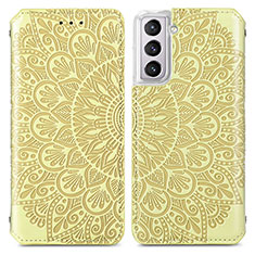 Funda de Cuero Cartera con Soporte Patron de Moda Carcasa para Samsung Galaxy S21 FE 5G Amarillo