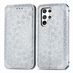 Funda de Cuero Cartera con Soporte Patron de Moda Carcasa para Samsung Galaxy S21 Ultra 5G Gris