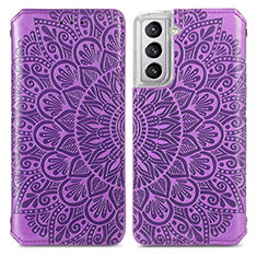 Funda de Cuero Cartera con Soporte Patron de Moda Carcasa para Samsung Galaxy S22 Plus 5G Morado