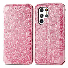 Funda de Cuero Cartera con Soporte Patron de Moda Carcasa para Samsung Galaxy S23 Ultra 5G Oro Rosa