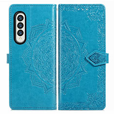 Funda de Cuero Cartera con Soporte Patron de Moda Carcasa para Samsung Galaxy Z Fold3 5G Azul