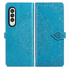 Funda de Cuero Cartera con Soporte Patron de Moda Carcasa para Samsung Galaxy Z Fold4 5G Azul