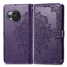 Funda de Cuero Cartera con Soporte Patron de Moda Carcasa para Sharp Aquos R8 Morado