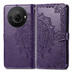 Funda de Cuero Cartera con Soporte Patron de Moda Carcasa para Sharp Aquos R8 Pro Morado