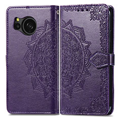 Funda de Cuero Cartera con Soporte Patron de Moda Carcasa para Sharp Aquos Sense8 Morado