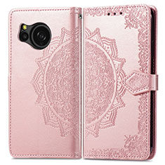 Funda de Cuero Cartera con Soporte Patron de Moda Carcasa para Sharp Aquos Sense8 Oro Rosa