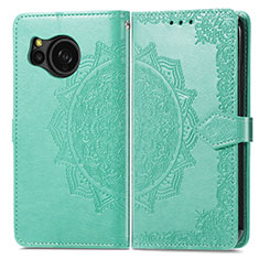 Funda de Cuero Cartera con Soporte Patron de Moda Carcasa para Sharp Aquos Sense8 Verde