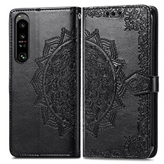 Funda de Cuero Cartera con Soporte Patron de Moda Carcasa para Sony Xperia 1 IV Negro