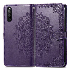 Funda de Cuero Cartera con Soporte Patron de Moda Carcasa para Sony Xperia 10 III Lite Morado