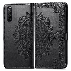 Funda de Cuero Cartera con Soporte Patron de Moda Carcasa para Sony Xperia 10 III Lite Negro