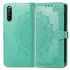 Funda de Cuero Cartera con Soporte Patron de Moda Carcasa para Sony Xperia 10 III Lite Verde