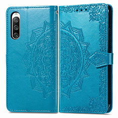 Funda de Cuero Cartera con Soporte Patron de Moda Carcasa para Sony Xperia 10 IV SO-52C Azul