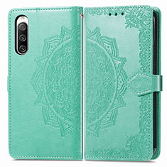 Funda de Cuero Cartera con Soporte Patron de Moda Carcasa para Sony Xperia 10 IV SO-52C Verde