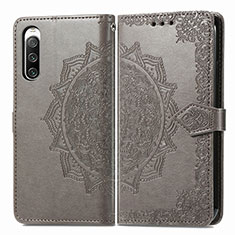 Funda de Cuero Cartera con Soporte Patron de Moda Carcasa para Sony Xperia 10 IV SOG07 Gris