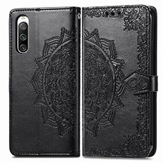 Funda de Cuero Cartera con Soporte Patron de Moda Carcasa para Sony Xperia 10 IV SOG07 Negro