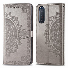 Funda de Cuero Cartera con Soporte Patron de Moda Carcasa para Sony Xperia 5 II Gris