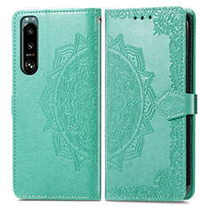 Funda de Cuero Cartera con Soporte Patron de Moda Carcasa para Sony Xperia 5 III Verde