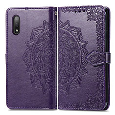 Funda de Cuero Cartera con Soporte Patron de Moda Carcasa para Sony Xperia Ace II SO-41B Morado