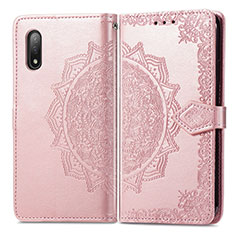 Funda de Cuero Cartera con Soporte Patron de Moda Carcasa para Sony Xperia Ace II SO-41B Oro Rosa