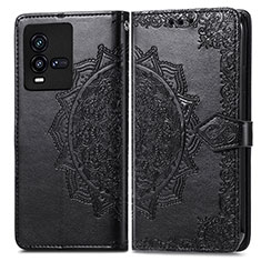 Funda de Cuero Cartera con Soporte Patron de Moda Carcasa para Vivo iQOO 10 5G Negro