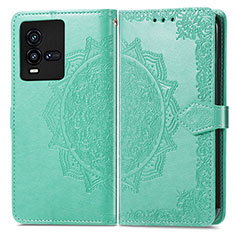 Funda de Cuero Cartera con Soporte Patron de Moda Carcasa para Vivo iQOO 9T 5G Verde