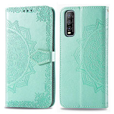 Funda de Cuero Cartera con Soporte Patron de Moda Carcasa para Vivo iQOO U1 Verde