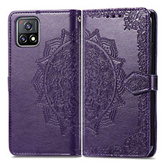 Funda de Cuero Cartera con Soporte Patron de Moda Carcasa para Vivo iQOO U3x 5G Morado