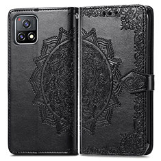 Funda de Cuero Cartera con Soporte Patron de Moda Carcasa para Vivo iQOO U3x 5G Negro