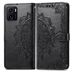 Funda de Cuero Cartera con Soporte Patron de Moda Carcasa para Vivo iQOO U5x Negro