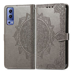 Funda de Cuero Cartera con Soporte Patron de Moda Carcasa para Vivo iQOO Z3 5G Gris