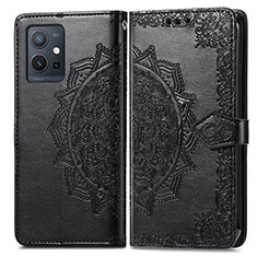 Funda de Cuero Cartera con Soporte Patron de Moda Carcasa para Vivo iQOO Z6 5G Negro