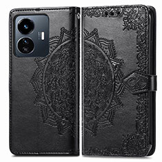 Funda de Cuero Cartera con Soporte Patron de Moda Carcasa para Vivo iQOO Z6 Lite 5G Negro