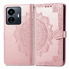 Funda de Cuero Cartera con Soporte Patron de Moda Carcasa para Vivo iQOO Z6 Lite 5G Oro Rosa