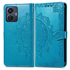 Funda de Cuero Cartera con Soporte Patron de Moda Carcasa para Vivo T1 4G Azul