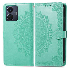 Funda de Cuero Cartera con Soporte Patron de Moda Carcasa para Vivo T1 4G Verde