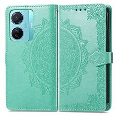 Funda de Cuero Cartera con Soporte Patron de Moda Carcasa para Vivo T1 5G Verde