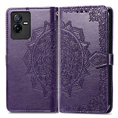 Funda de Cuero Cartera con Soporte Patron de Moda Carcasa para Vivo T2x 5G Morado