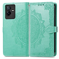 Funda de Cuero Cartera con Soporte Patron de Moda Carcasa para Vivo T2x 5G Verde