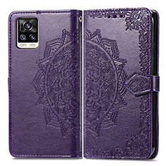 Funda de Cuero Cartera con Soporte Patron de Moda Carcasa para Vivo V20 (2021) Morado