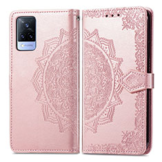 Funda de Cuero Cartera con Soporte Patron de Moda Carcasa para Vivo V21 5G Oro Rosa