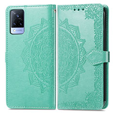 Funda de Cuero Cartera con Soporte Patron de Moda Carcasa para Vivo V21s 5G Verde