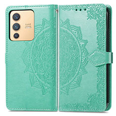 Funda de Cuero Cartera con Soporte Patron de Moda Carcasa para Vivo V23 5G Verde