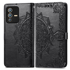 Funda de Cuero Cartera con Soporte Patron de Moda Carcasa para Vivo V23 Pro 5G Negro