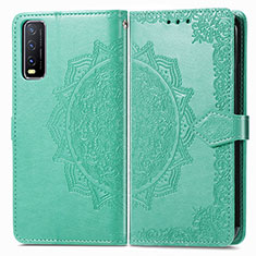 Funda de Cuero Cartera con Soporte Patron de Moda Carcasa para Vivo Y11s Verde