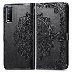 Funda de Cuero Cartera con Soporte Patron de Moda Carcasa para Vivo Y12G Negro